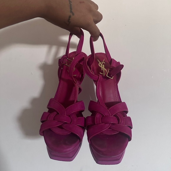 FUCHSIA YSL TRIBUTE HEELS - Picture 1 of 9
